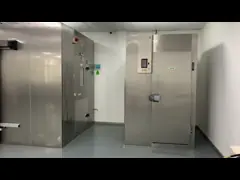 Совмещенный 304 низкого уровня и температура нержавеющей стали подгонял комнату морозильника холодную для замерли морепродуктов и мяса, который video