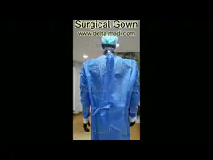 PP SMS Tie On Neck Knitted Cuff Non Reinforced Surgical Gown Standard video