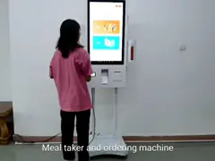 Ordering Payment Kiosk Restaurant 24 Inch Dual Screen On One Floor Stand