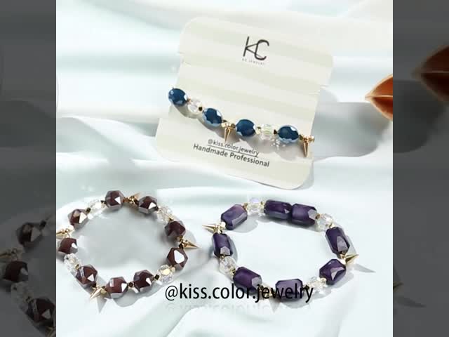 Jasper Crystal Elastic Beaded Bracelets Engraved Logo Handmade Bracelet With Beads