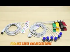 Electrocardiograph 6 Pin 3 Lead ECG Cables And Leadwires Adult Pediatric