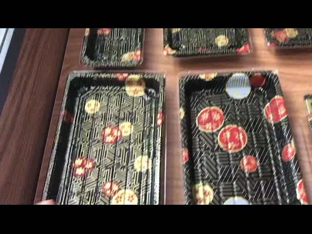 Packaging Custom Rectangular Japanese Disposable Takeaway Tray Fast Food Plastic Container Packaging Sushi Box Tray With Lid
