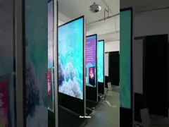 75 Inch LCD Standing Advertising Display LG 4K Screen With Movable Wheels