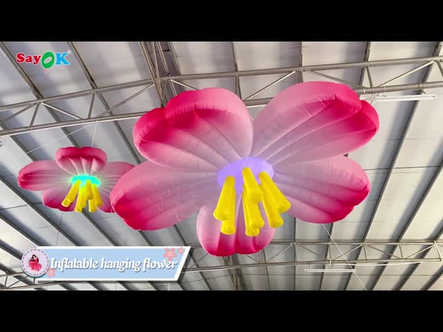 Hanging Event Inflatable Flower With Lights Multi Color
