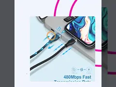 Заряжатель нейлона быстрый кабель Usb в 3 ноги c, тип c USB 5V 3A для того чтобы напечатать кабель c video