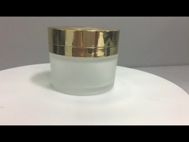 Round 50g Frosted Glass Jar Straight With Gold Cap Classical Shape