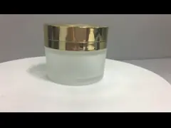 Round 50g Frosted Glass Jar Straight With Gold Cap Classical Shape