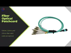 Break Out MTP MPO Patch Cord female to 6 DX LC 12 fiber LSZH type B blue