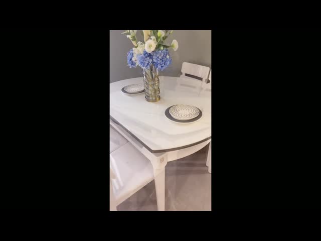 China White Extendable Dining Table - Langyihe