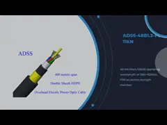ADSS Fiber Optic  Armoured Cable G652D 48B1.3 11KN Span 400M 13.4mm 48 Core PE HDPE