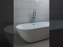 Ванна штейнового белого овального камня ванны дизайна искусственного взрослая стоящая video