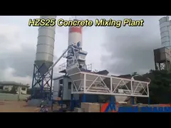 завод 25CBM/Hr HZS25 конкретный смешивая разгружая машину 3.8m конкретную дозируя video