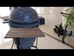 Ceramic 22 Inch Kamado Grills BBQ Bubble Black Glaze Surface