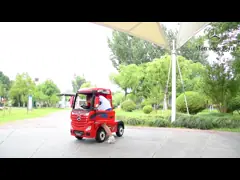 子供のトラックの白いベンツActrosの乗車はトレーラーを加えることができる