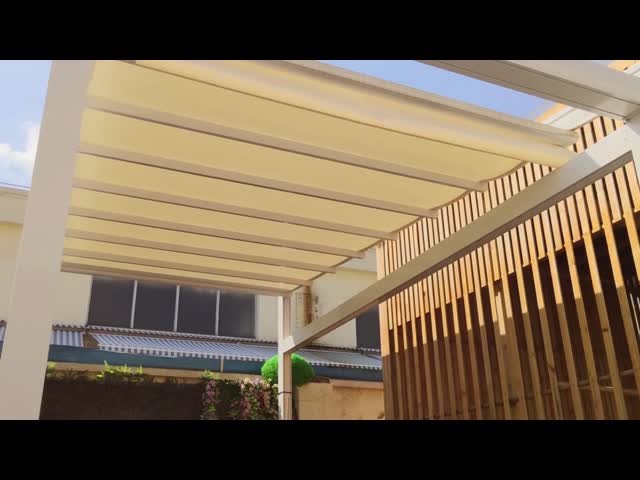 Пергола открытозамкнутой крыши мотора на открытом воздухе алюминиевая видео