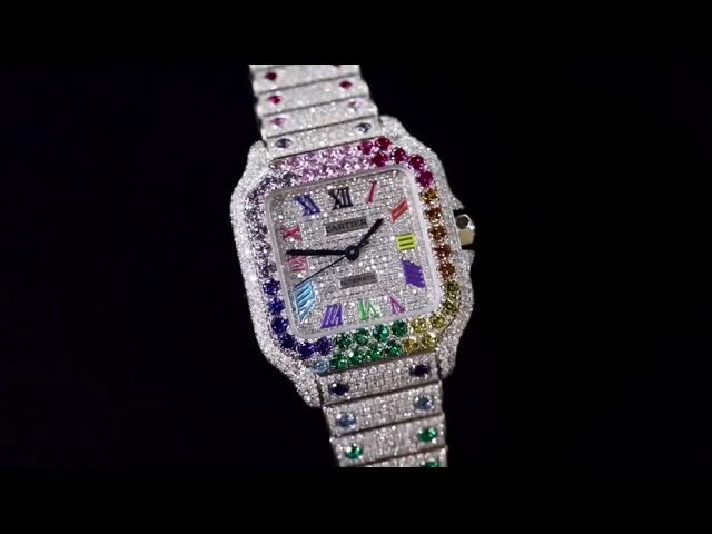 VVS заморозило из дозора автоматического Тиффани Moissanite шкала полно заморозила вне дозор видео