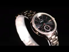 Люди наручные часы ремня нержавеющей стали, логотип сплава движения подгонянный дозором video