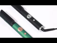 Private Label LCD Electric Hair Brush Negative Ion Ceramic Straightening Comb Black / Green