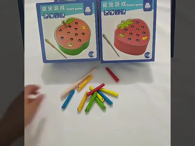 Wooden  Bug Catching Game 5 Worms 1 Wooden Toys Accessories Montessori Educational Toys