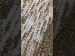 Ширина ткани 135Cm шнурка цветка золота 3D нейлона материальная video