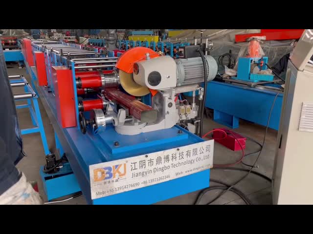 Rectangle Steel Downspout Roll Forming Machine Round Sawing Cutting 5T Decoiler