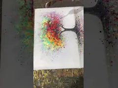 Картина дерева абстрактной красочной картины маслом современного искусства покрашенная вручную на комната прожития 32 x 32 video