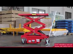 500kg 1102lbs Mobile Lift Tables Hydraulic Manual Mobile Single Scissor Lift Table Trolley