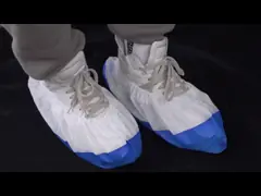 Anti Bacterial Waterproof Blue And White Disposable Use Medical PP+CPE Shoe Cover
