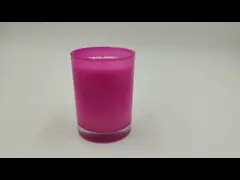 Hurricane Glass Jar Scented Candle Pink Flower Printing With Metal Lid 4 oz