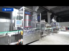 Стеклянный контейнер опарника с машиной завалки бутылки поршеня сервопривода крышки для сиропа и меда video