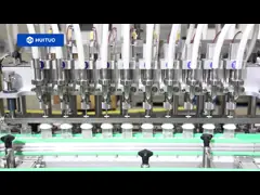 Заполнитель заполняя машины автоматической линейной бутылки жидкостный дозируя объемный для высокого вязкостного продукта video