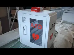 Шкафы дефибриллятора АЭД круглого угла с утверждением КЭ света строба video