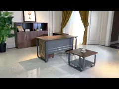 Г-образный стол управленческого офиса с цветом brown+gray меламина video