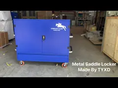 Коробка тэкса седловины оборудования лошади Lockable большого металла голубая с 2 держателями седловины video