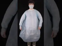 Фабричная цена Медицинское применение защитное платье CPE с манжетами с петлей для больницы video