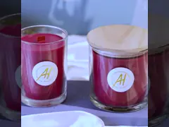 Glass Jar Scented Candle 380g Wax Weight With Wooden Lid