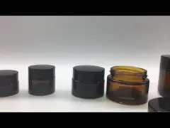 Frosted Amber Glass Cosmetic Jars 5g 10g 120g Straight Round Shape Plastic Cap