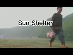 Тент Солнца серебряной тени Солнца ткани с покрытием на открытом воздухе располагаясь лагерем с веревочкой ветра video