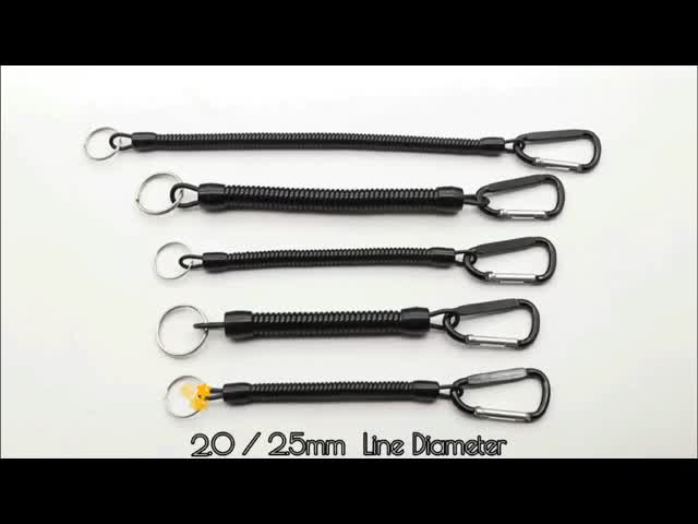 黒いプラスチック コイルばねのコイルの締縄、多彩なCarabinersの引き込み式のコイルのコード