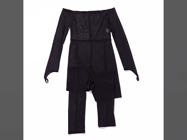 Clothing Manufacturer Low Moq One Shoulder Sexy Transparent Skinny Mesh Jumpsuit Black Color