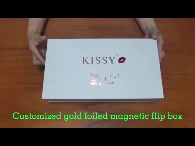 Customized Rigid Magnetic Flip Box With Gold Foil Stamping
