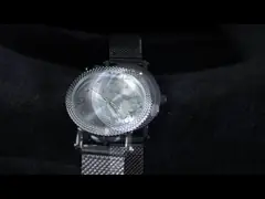 дозоры верхнего сегмента диаманта Кристл движения наручных часов нержавеющей стали 34mm механические video