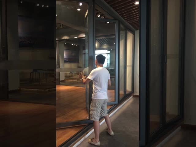 Exterior Aluminum Folding Doors Double Glass Soundproof Bifold Doors For Shop video