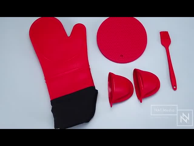 Heat Resistant Silicone Oven Mitts Pot Holders Sets For Baking