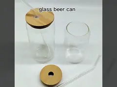 16oz Clear Mason Soda Juice Glass Jars With Bamboo Lids And Glass Straw