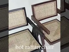 Древесина ротанга стула живущей комнаты нордическая обедая 51*56*80CM сплетенная твердая video