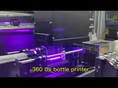 Печатная машина цилиндра круглого УЛЬТРАФИОЛЕТОВОГО планшетного принтера 360 ультрафиолетовая для консервных банок бутылок роторных алюминиевых video