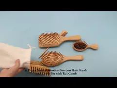 Бамбук набора щетки волос Detangling естественный для заботы красоты волос video