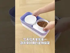 Elevated Neck Guard Cat Food Dispenser With Leak Proof Fence