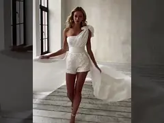 Производство одежды для Sequin связи качания трубки мелкого бизнеса юбки тонкого подходящего белого верхнего короткой video